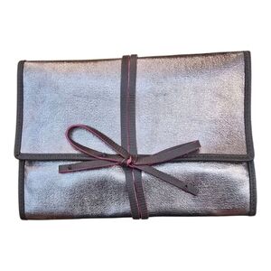 Stella & Dot Bring Your Bling Metallic Pewter Faux Leather Travel Jewelry Case